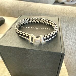 David Yurman Silver/Black Woven Bracelet New SZ M authentic 12mm Black Firm $